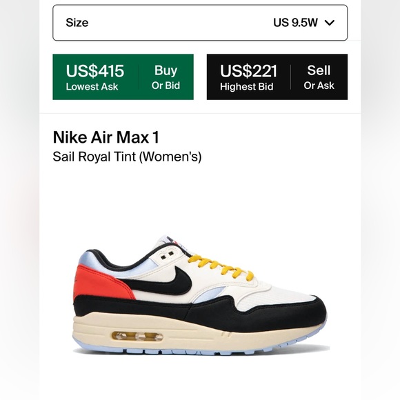 Unisex Air Max 1 Sail Royal Tint. It’s Women’s 9.5 or Mens size 8. - Picture 3 of 12